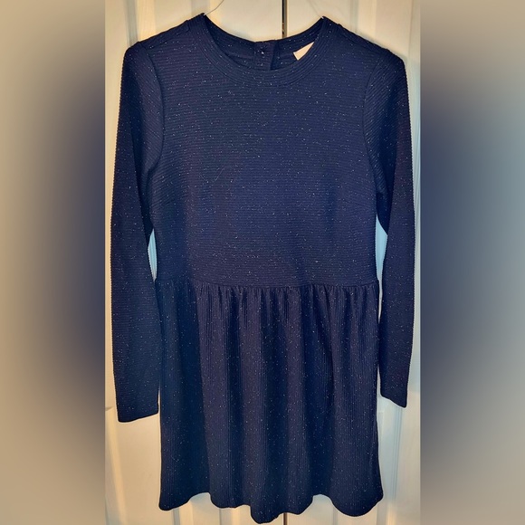 LOFT Flecked Button Back Swing Dress in Blue Multi - Size Small - Picture 4 of 11